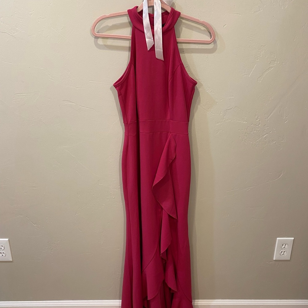 Chic Fuchsia Halter Dress